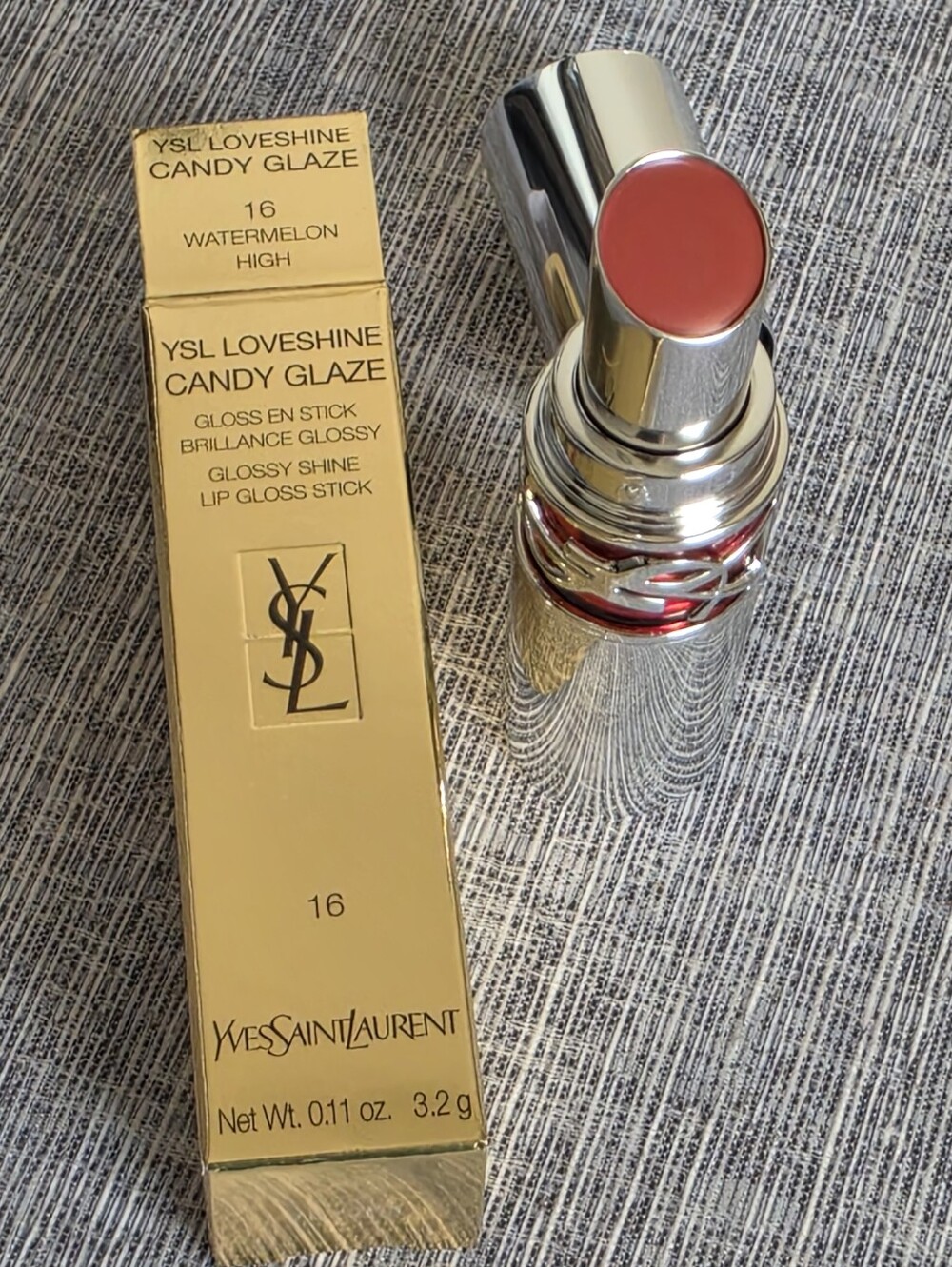 YSL Loveshine Candy Glaze Glossy Shine Lip Gloss Stick In Watermelon High